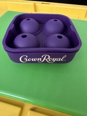 Crown Royal Purple Silicone Ice Tray Sphere Mold 4 Capacity Logo